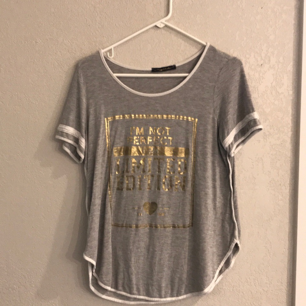 Gray and white T-shirt